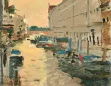 Rio del Monticanti, Venice, 2006 by Ken Howard, oil on board, sold Mar 2023