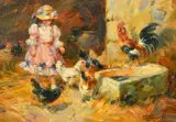 In the Barn by Tatyana Yenikeyeva, oil on board, offered Mar 2023