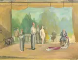Life Rehearsal by Peter Gardner, 1958, oil on board, offered Mar 2023
