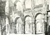 A female figure running through surreal architecture of grotesque forms by Laurie Lipton, pencil, sold Mar 2023