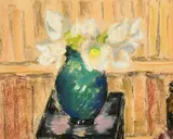 French/British, a still life of white flowers in a green vase by Paul Maze, pastel, sold Mar 2023