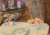 The Dining Room, Mill Cottage, Treyford by Paul Maze, pastel, sold Mar 2023