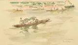 French/British, boating at Henley by Paul Maze, watercolour, sold Mar 2023