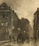 British, a study of a street scene with a carriage, charcoal by George Sheffield, 1879, charcoal, sold Mar 2023
