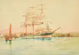 The Red Ensign in Eastern Waters by William Minshall Birchall, 1927, watercolour, offered Mar 2023