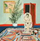 Study of a female nude in an interior by Graham Knuttel, watercolour and gouache, sold Mar 2023