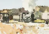Shunting by John Yardley, watercolour, sold Mar 2023