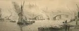 Southwark Bridge by William Lionel Wyllie, etching, sold Mar 2023