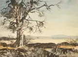 British, a rural landscape by Rowland Hilder, etching, sold Mar 2023
