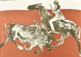 British, a bull fighting scene, circa 1973 by Elisabeth Frink, lithograph, offered Mar 2023