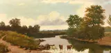 Near Boxhill, Surrey by E. Lancaster, oil on canvas, sold Feb 2023