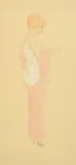 Austrian, a study of an elegant lady unbuttoning her dress by Raphael Kirchner, watercolour, sold Feb 2023