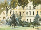 British, A building through the trees by Cosmo Clark, watercolour, sold Feb 2023