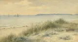 British, From the dunes looking out to sea by G.M. de L' Aubiniere, 1880, watercolour, offered Feb 2023