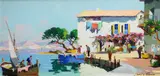 Eden Roc, near Monte Carlo, French Riviera by D'Oyly-John, oil on canvas, sold Jun 2019