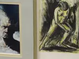 '97 mixed media - study of a nude and a limited edition print of a gentleman by M P, mixed media, sold May 2019