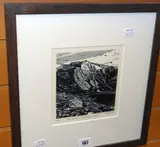 Cwm Idwal (Syncline in Grey) by Ann Lewis limited edition, linocut, sold May 2019