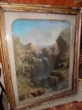 On canvas - dramatic Australian bush scene with by John Shearer Bowman, 1872, pastel, sold Apr 2019