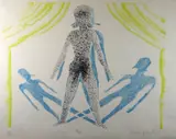 Coloured print - performing figure and shadows by Alistair Grant limited edition, print, sold Apr 2019