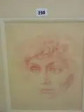 Head study of a young girl by Sanguine type gouache, gouache, sold Apr 2019