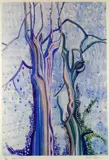 Blue Trees by Carol Owen limited edition, mixed media, offered Mar 2019