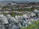 On board - Irish landscape with distant white washed by Martin Collins mixed media, mixed media, sold Mar 2019