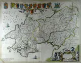 Penbrochia Comitatus et Comitatus Caermaridunum' (Pembrokeshire), framed and glazed 42.5 x 53cms by Johannes Blaue, print (other), sold Mar 2019