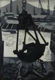 White and grey - Swansea industrial scene by Arthur Charlton, 1961, linocut, sold Mar 2019