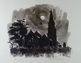 Print - Llanedwen church by Kyffin Williams Ra limited edition, print, sold Mar 2019