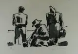Monochrome print - entitled verso on Albany Gallery label ' by Josef Herman limited edition, print, sold Mar 2019