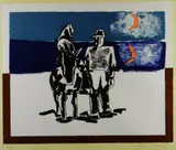Colour print - two figures and a mule by Josef Herman limited edition, print, sold Mar 2019