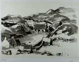 Monochrome print - Anglesey landscape with cottage by Kyffin Williams Ra artist proof, print, sold Mar 2019