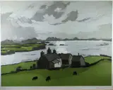 Colour print - grazing cattle by Kyffin Williams Ra limited edition, print, sold Mar 2019