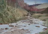 Entitled ' by George Houston, oil on board, sold Mar 2019