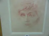 Head study of a young lady by Sanguine type gouache, gouache, offered Feb 2019