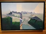 Entitled verso 'La Cite by Ian D Scott, oil on canvas, sold Feb 2019