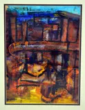 an abstract image using mixed media, signed by the artist, mounted and framed, 39cm x by Lee Vincent, mixed media, sold Feb 2018
