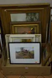 a modern oil on canvas of Seagulls flying over dunes, together with two oils on board by Paintings And Prints, oil on canvas, sold Feb 2018