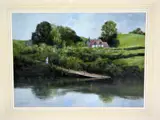 'FERRY QUAY AT ARLEY', an original pastel drawing, signed by the artist, mounted by S G Jennings, pastel, sold Feb 2018