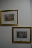 Georgian red brick houses on a winters day, and companion study, pastels by David Mynett, drawing, sold Feb 2018
