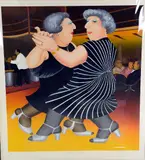 'DANCING ON THE QE2', signed, titled and numbered in pencil, 293/300, double card by Beryl Cook, pencil, sold Feb 2018