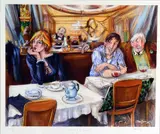 'ARTISTS AT LA COUPOLE', a limited edition giclee print 44/95, signed, by Mattin-laurent Partarrieu, giclee, sold Feb 2018