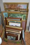 a large modern oil painting, landscape, together with another oil on board of a logging team and a box of assorted pictures and prints (box and seven loose) by Pictures And Prints, oil, sold Jan 2018
