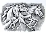 'TRIPLE POWER', an original charcoal pencil drawing, signed and dated 2003 in by M.xavier Raj, 2003, charcoal, sold Jan 2018