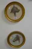 COLOURED PENCIL SKETCH OF A DOG'S HEAD, signed in pencil, tondo, diameter 19cm, together by P. Lord, PENCIL, sold Jan 2018