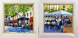 'French Scene 5' and 'French Scene 6', a pair of oils on board, by Ken Devine, oil, sold Jan 2018
