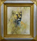 Study of a Lioness, oil on canvas, signed lower right, by Tony Forrest, oil on canvas, sold Jan 2018