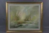'Distress Flare', Stormy Seascape, oil on canvas, signed lower left, by Ben Maile, 1975, oil on canvas, sold Jan 2018