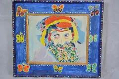 'Artist Wearing a Tea Cosy', a self portrait, oil on canvas, by Philip Sutton, 1986, oil on canvas, sold Jan 2018