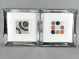an original glass artwork of black and grey glass, on a square mount by Cheryl McPherson, pencil, sold Jan 2018